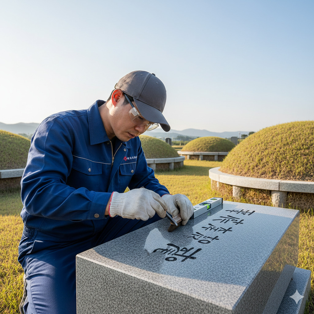 묘비석 시공 현장