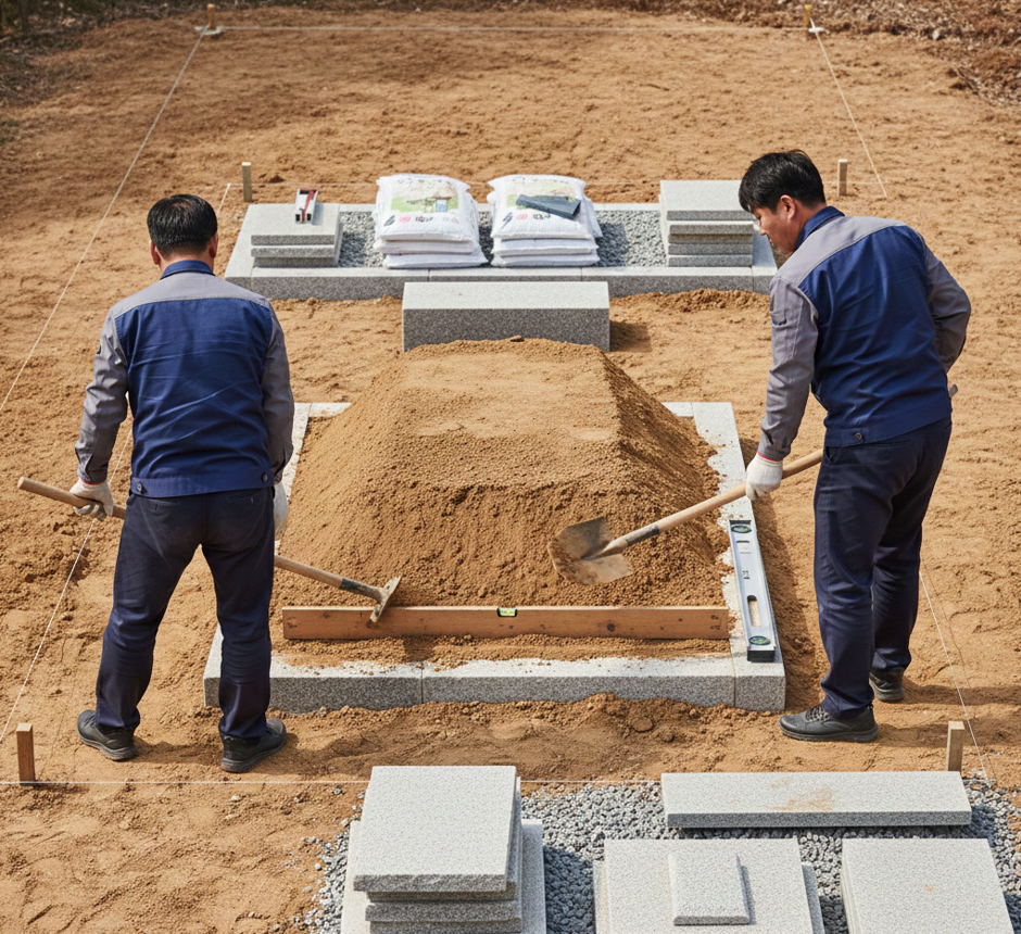 평장묘 시공 현장